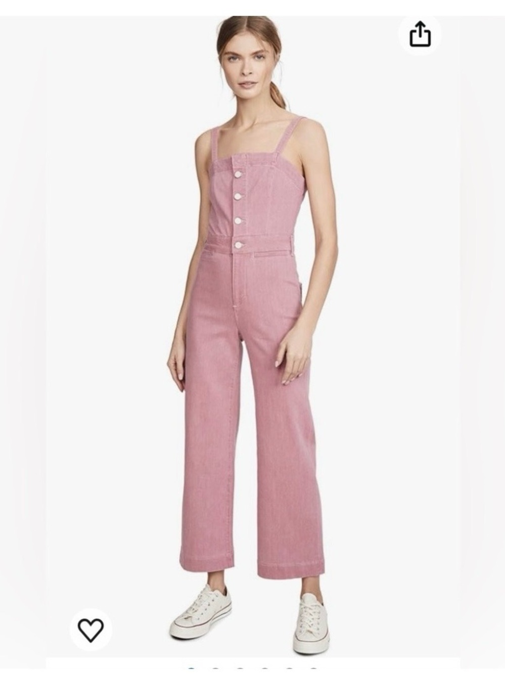 PAIGE Pink Button-Front Wide-Leg Jumpsuit size 28